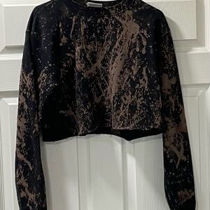 Black and Brown Splatter Cropped Sweatshirt